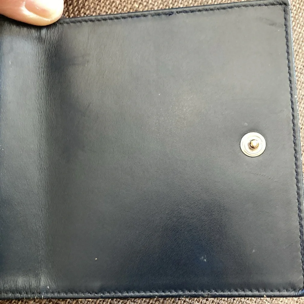 Vintage 2001 Christian Dior Trotter Monogram Navy Denim & Leather Wallet